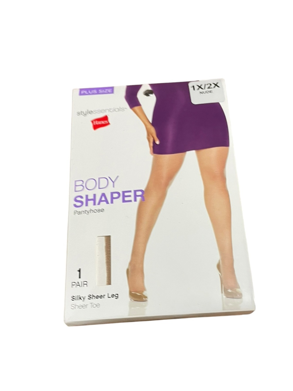 Hanes Nude Sheer Body Shaper Pantyhose with Purple Accent